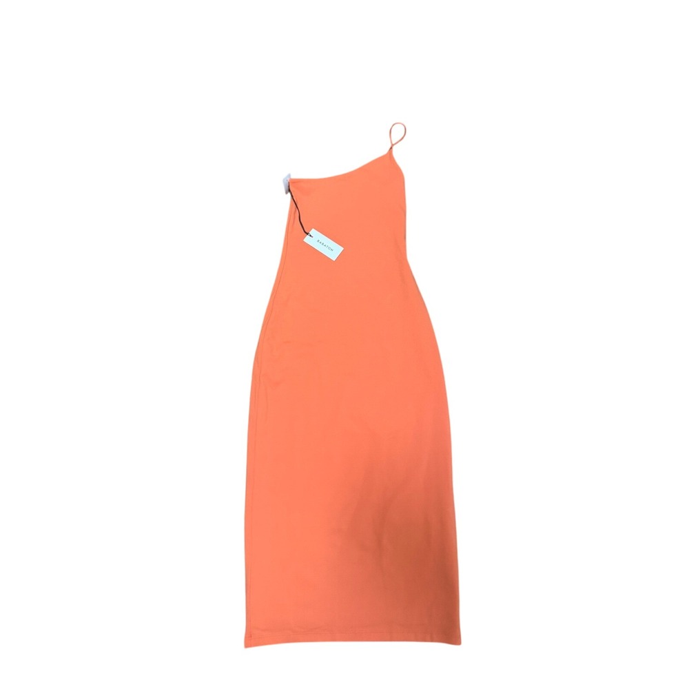 Babaton Aritzia Bodycon Midi Dress 2XS Orange One Shoulder Cocktail Party NWT‎